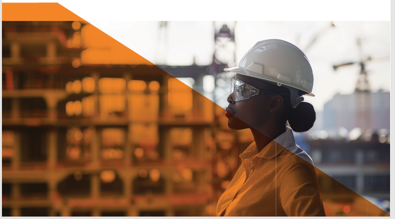 Industrial professional wearing a safety helmet and protective eyewear